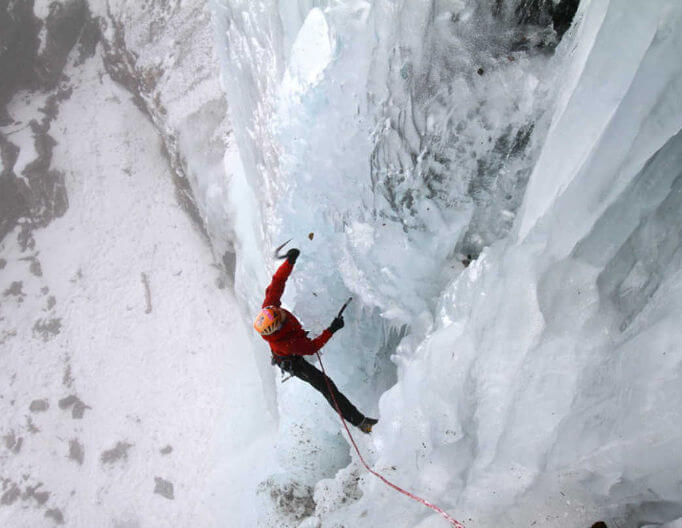 Ice climbing in the French Alps